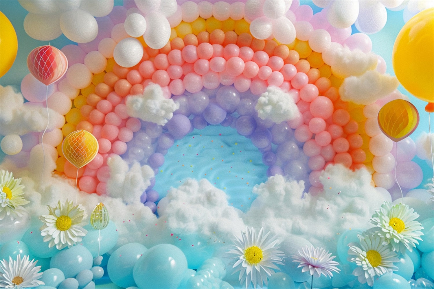 Toile de fond Nuages Célébration Ballons Arc-en-ciel LXX1-337