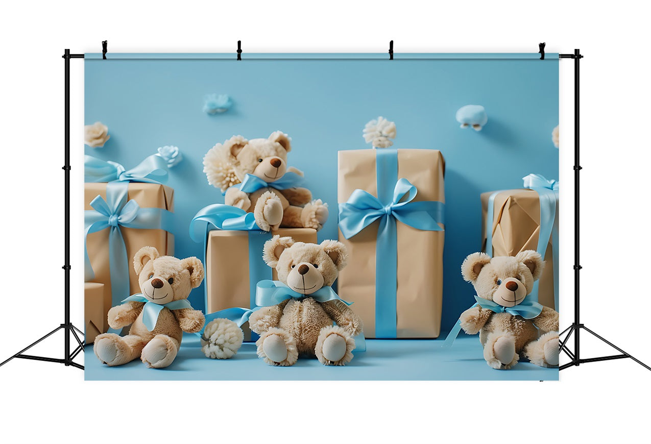 Toile de fond Nuage Bleu Oursons en Peluche Boîtes Cadeaux LXX1-341