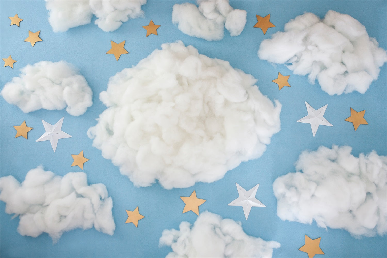 Toile de fond Ciel Bleu Étoilé Nuages Cotonneux LXX1-342