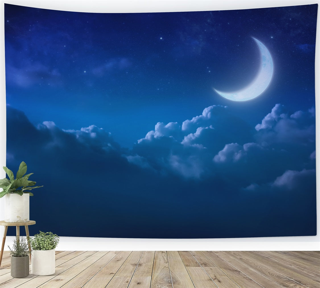 Toile de fond Ciel Lune Tranquille Nuages LXX1-354