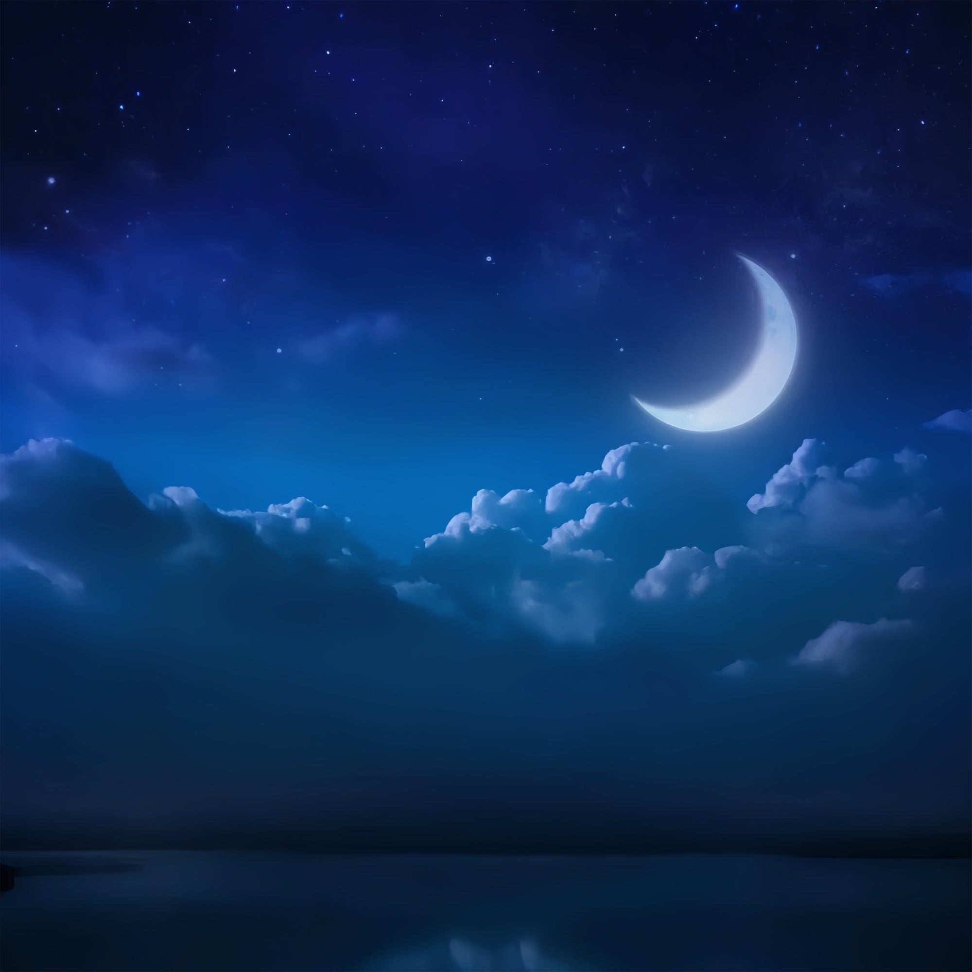 Toile de fond Ciel Lune Tranquille Nuages LXX1-354