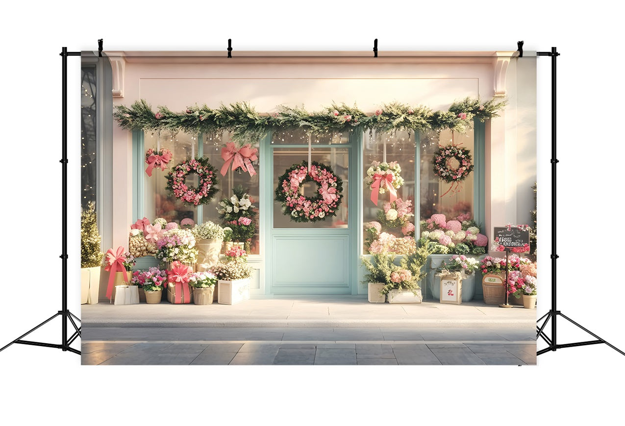 Toile de fond Printemps Couronne Pastel Façade Cottage LXX1-69