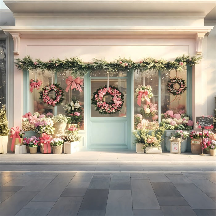 Toile de fond Printemps Couronne Pastel Façade Cottage LXX1-69