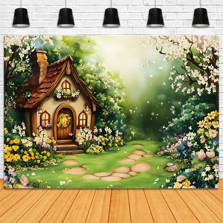 Fond Photo Printemps Cottage Conte Fées Jardin LXX1-95