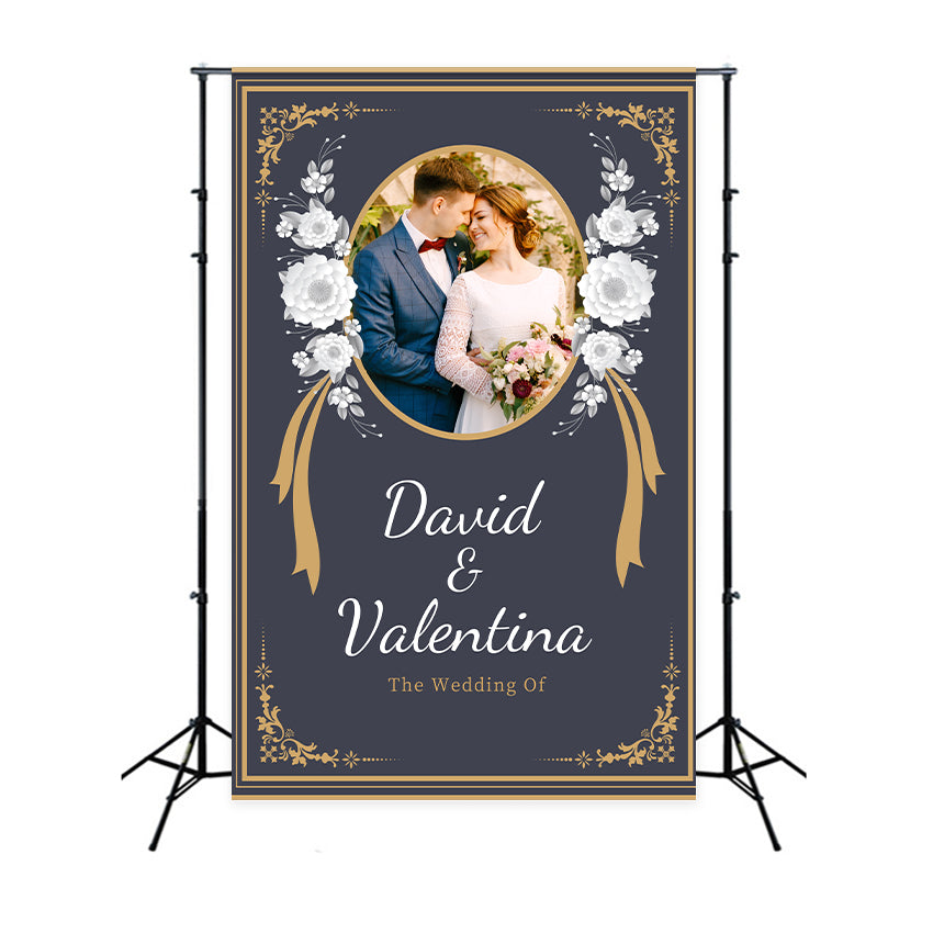 Toile de fond Mariage Personnalisée Cadre Floral Élégant LXX2-164