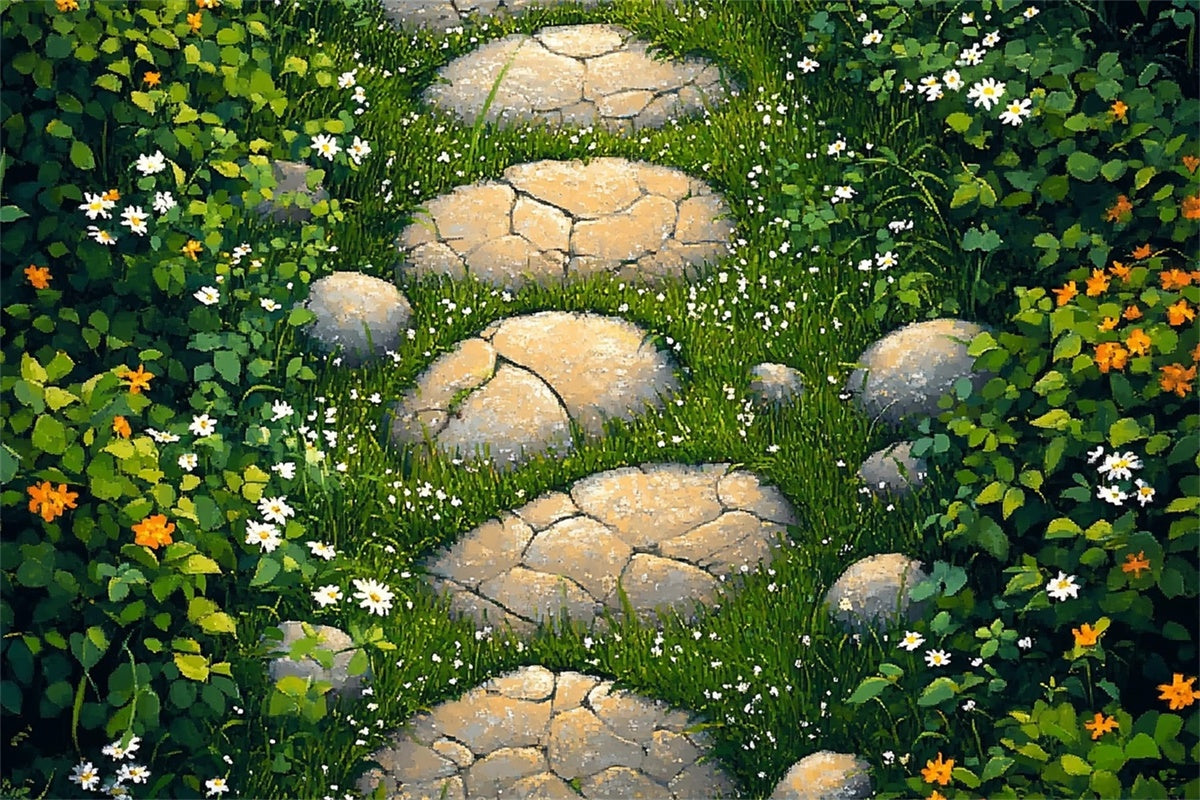 Toile de fond sol Sentier rustique en pavés LXX2-230