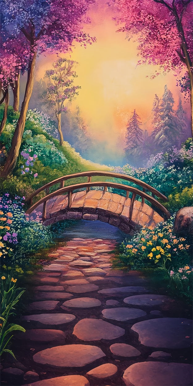 Toile de fond Sweep Artistique Jardin Enchanté Forêt Coucher de Soleil LXX2-260