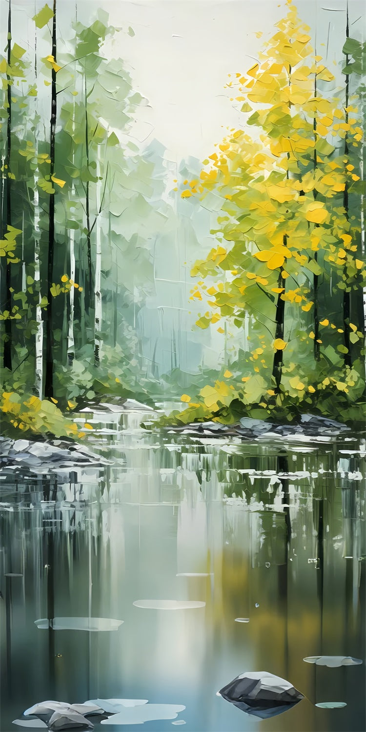 Toile de fond Sweep Artistique Forêt Dorée Rivière Paisible LXX2-262