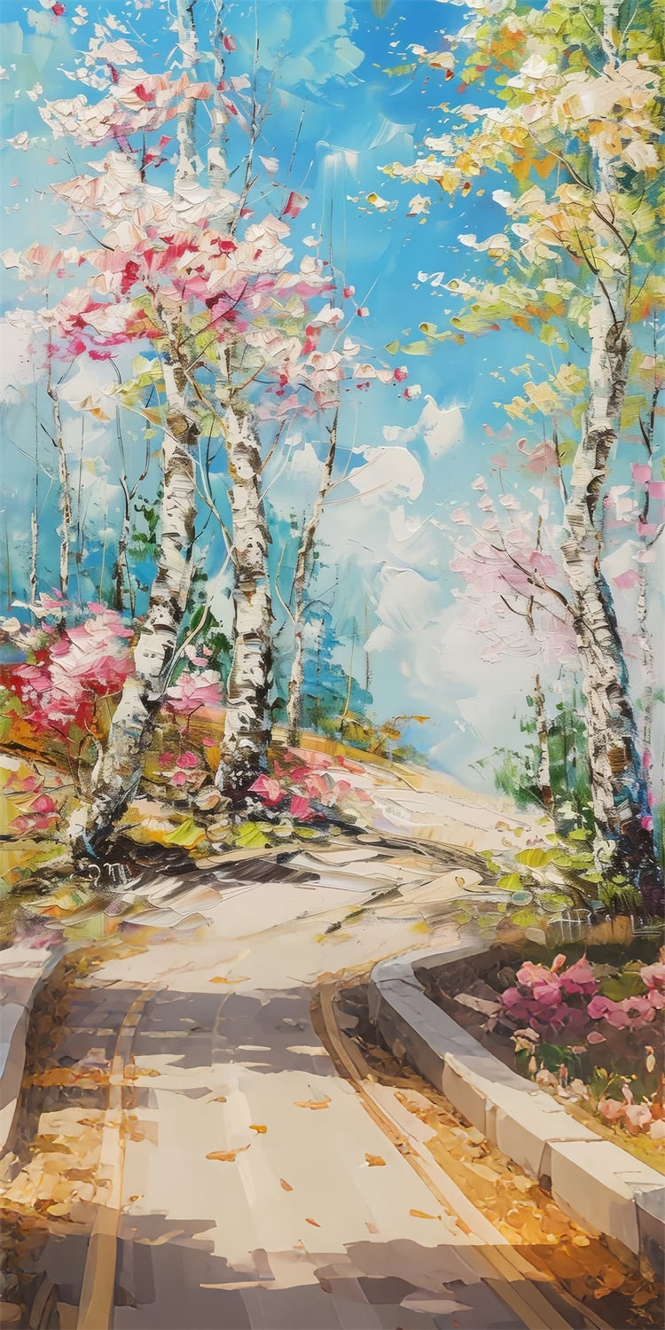Toile de fond Sweep Artistique Printemps Romantique Route Fleurie LXX2-264