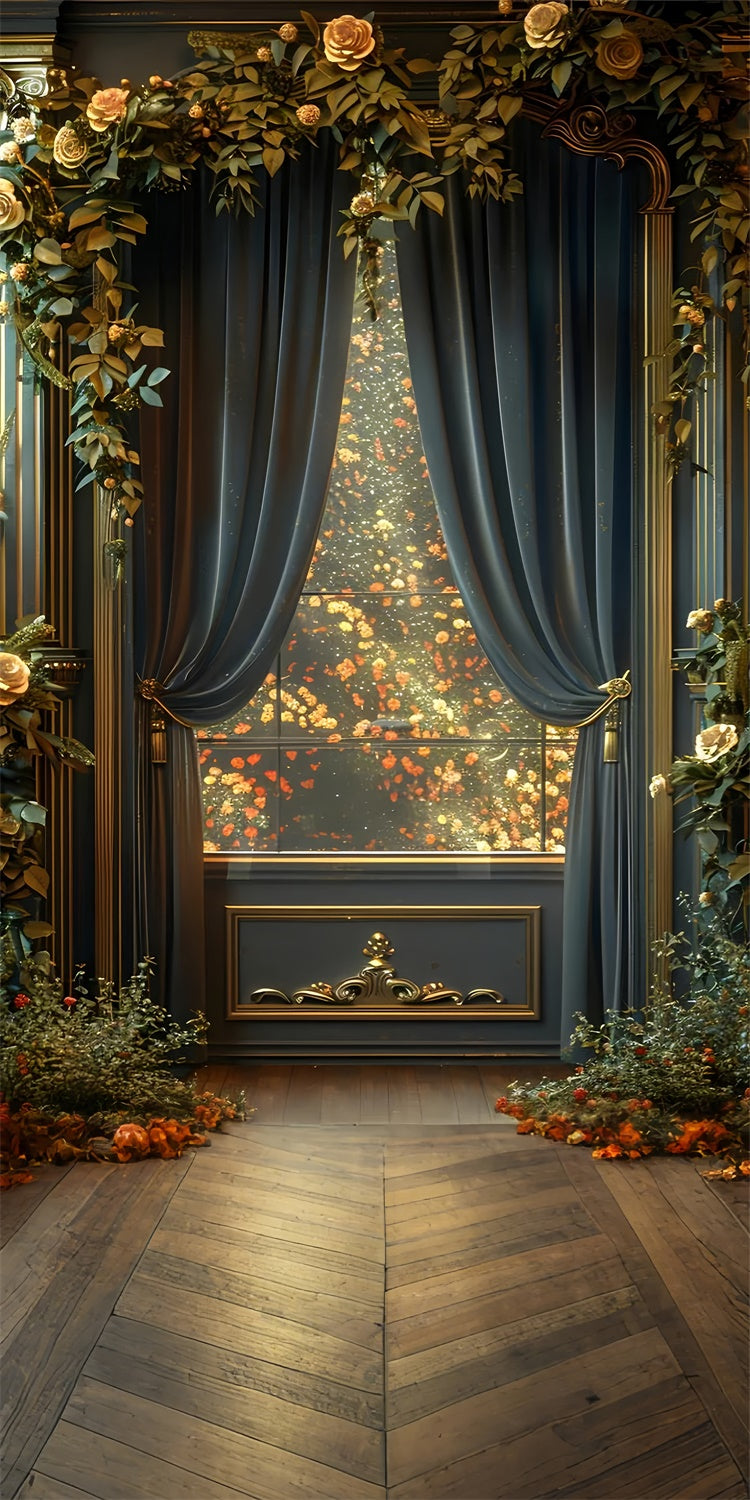 Toile de fond Sweep Beaux-Arts Drapés Luxueux Dorés Floraux LXX2-272