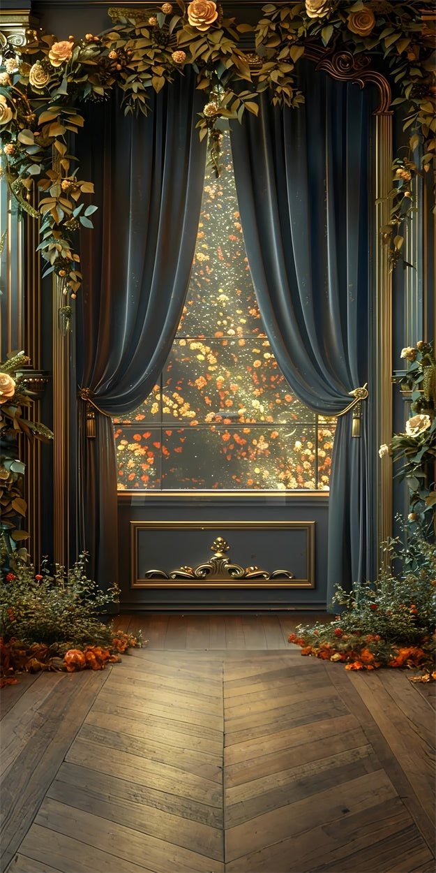 Toile de fond Sweep Beaux-Arts Drapés Luxueux Dorés Floraux LXX2-272