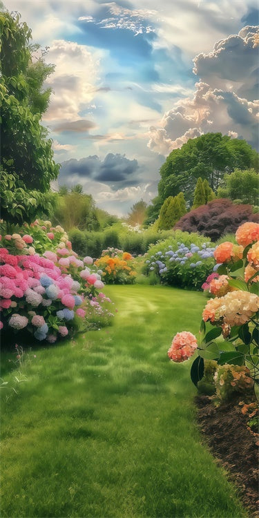 Toile de fond Sweep Photo Printemps Sentier Paisible Fleurs Vibrantes LXX2-276