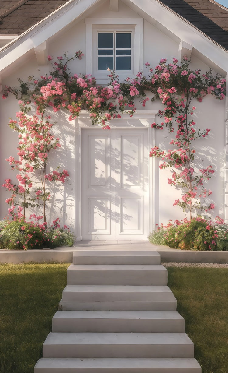 Toile de fond Sweep Printemps Maison Rêveuse Fleurs Roses LXX2-279