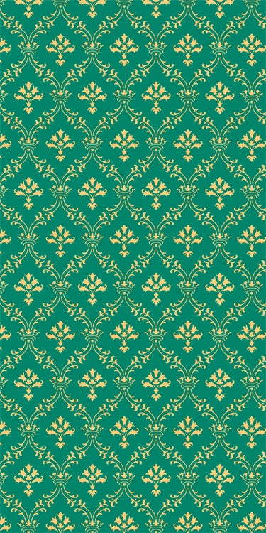 Toile de fond Sweep Damassé Émeraude Floral Vintage LXX2-287