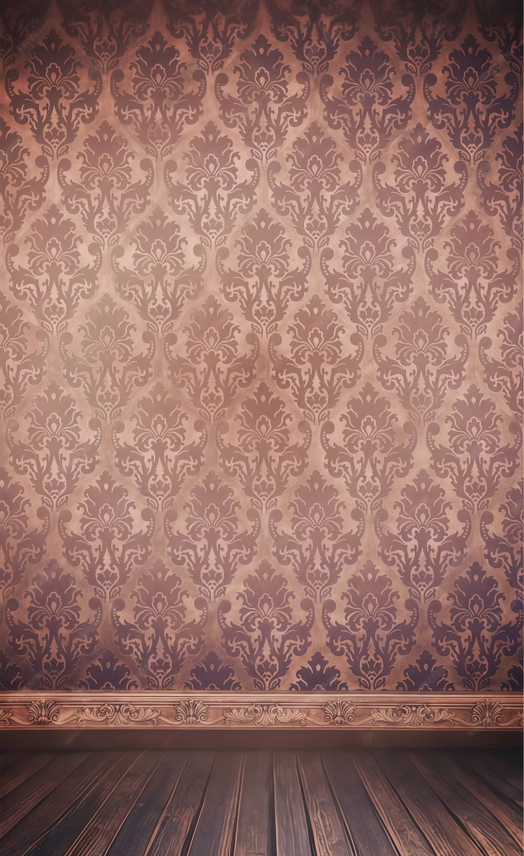 Toile de fond Sweep Photo Damassé Vintage Prune Marron LXX2-290