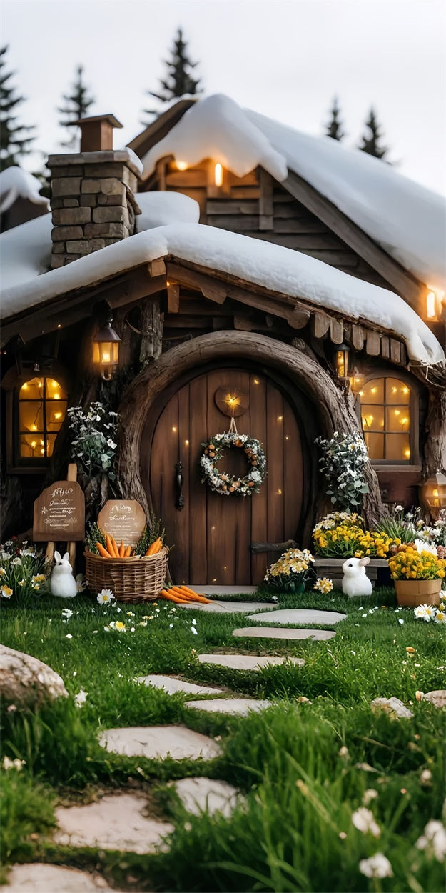 Toile de fond Sweep Noël Veillée de Noël Cabane Lumières Chaleureuses LXX2-299