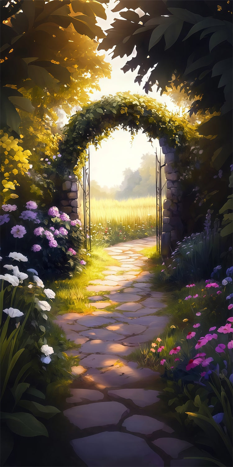 Toile de fond Sweep Photo Fleurie Sentier Enchanté Floral au Soleil LXX2-301