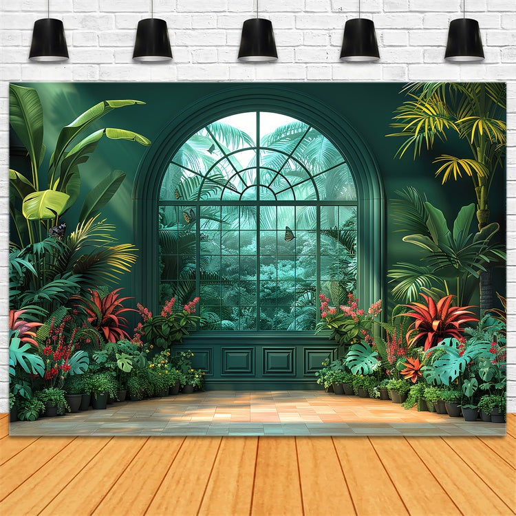 Fond Photo Printemps Jardin Tropical Luxuriant Fenêtre LXX2-31