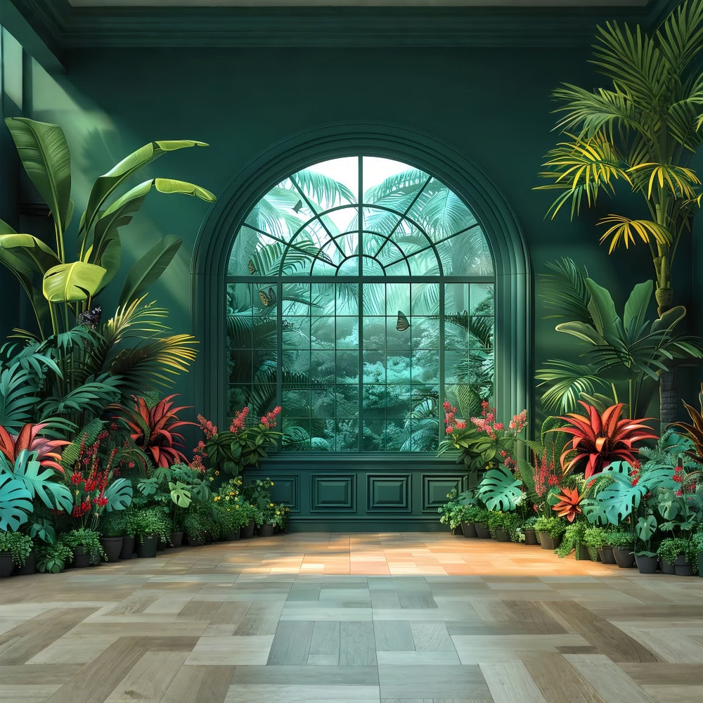 Fond Photo Printemps Jardin Tropical Luxuriant Fenêtre LXX2-31