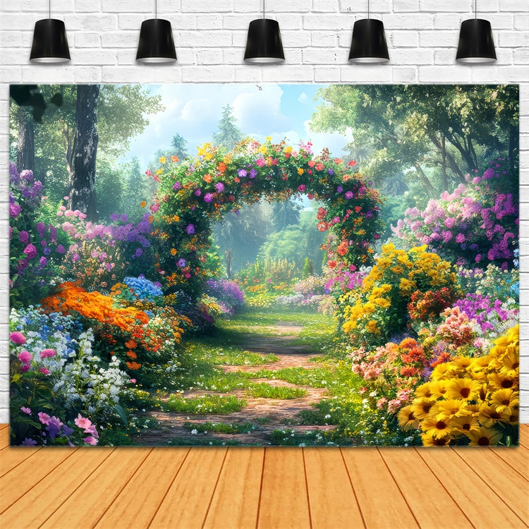 Fond Photo Printemps Fleurs Colorées Chemin Ensoleillé LXX2-34