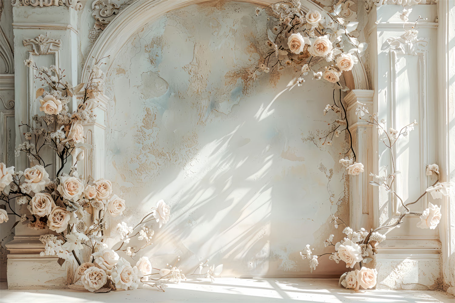 Fond Photo Printemps Arche Florale Blanche Rêveuse LXX2-37