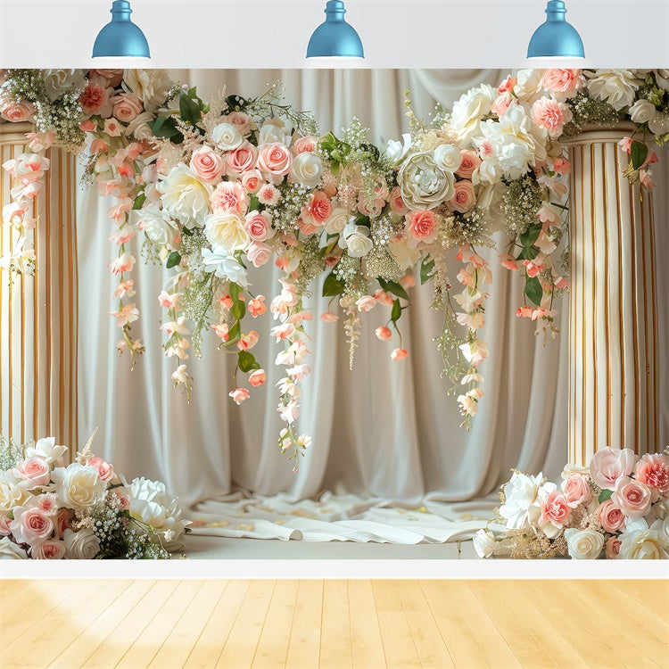 Fond Photo Printemps Pillier Vintage Arche Florale LXX2-42
