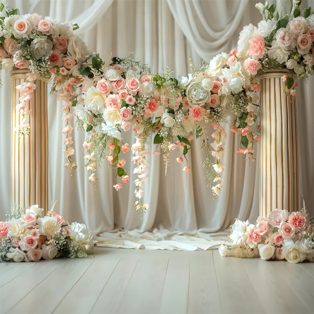 Fond Photo Printemps Pillier Vintage Arche Florale LXX2-42