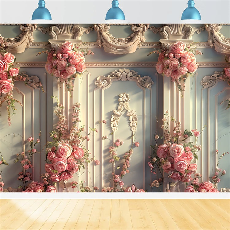 Toile de fond Printemps Mur de Rose Vintage Luxuriante LXX2-47