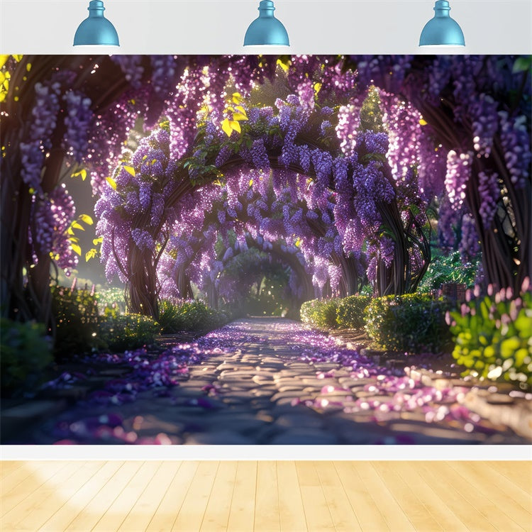 Fond Photo Printemps Jardin Wisteria Violet Élégant LXX2-48