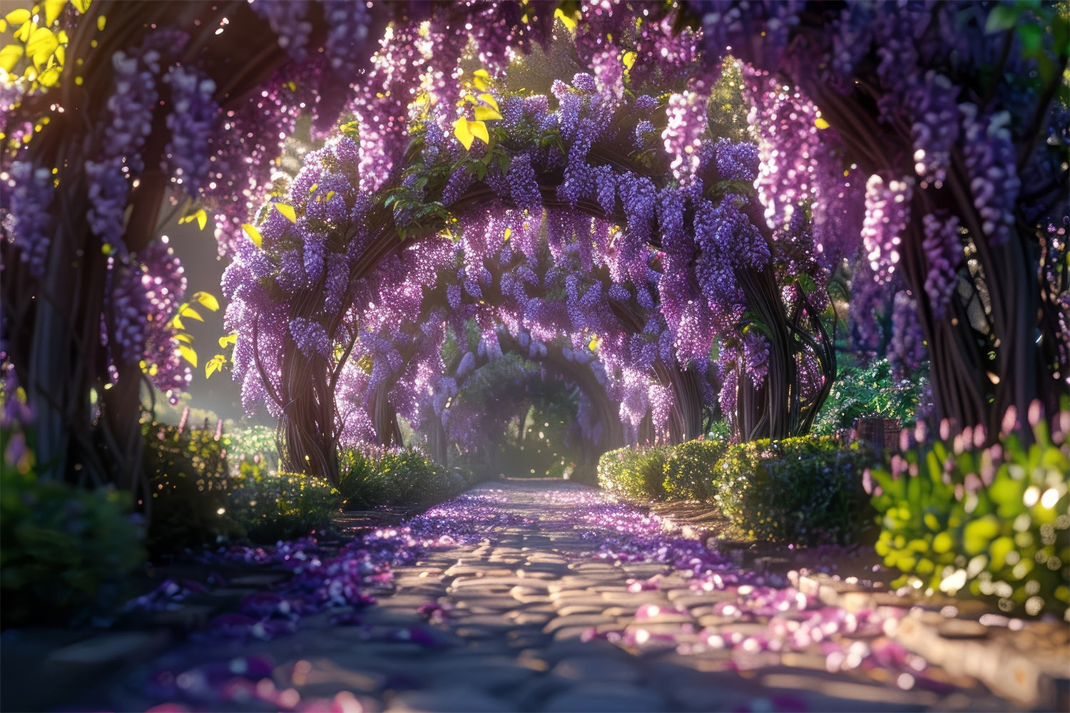 Fond Photo Printemps Jardin Wisteria Violet Élégant LXX2-48