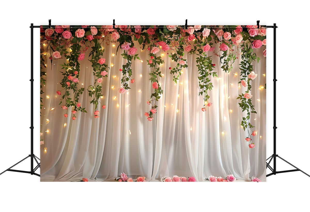 Fond Photo Printemps Rose Suspendue Lueur Chaude LXX2-49