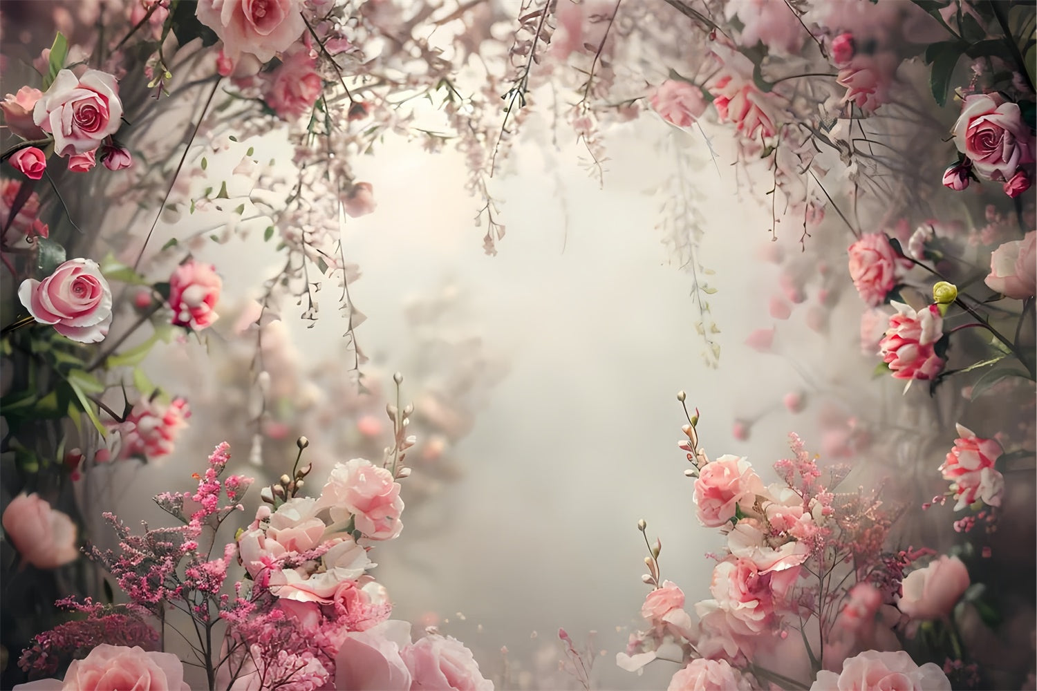 Toile de fond Printemps Brume Rose Douce Rêveuse LXX2-50