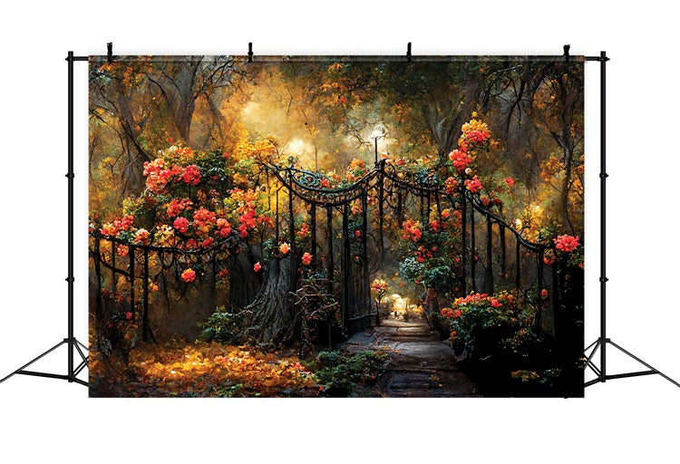 Fond Photo Floral Automne Portail de Jardin Fleurs LXX2-52