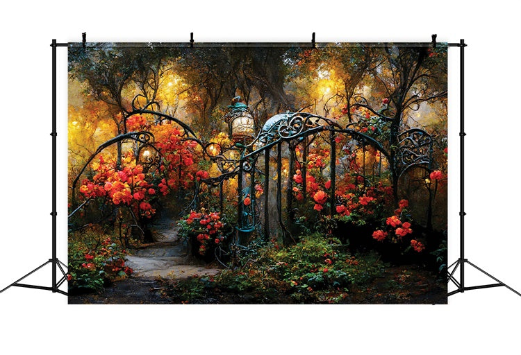Fond Photo Fleur Chemin de Jardin d'Automne Portail en Fer LXX2-53