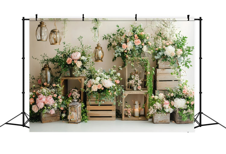 Fond Photo Printemps Lanterne Florale Boho Enchantée LXX2-58