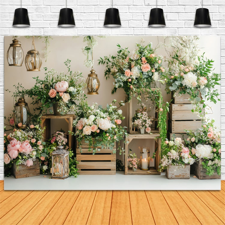 Fond Photo Printemps Lanterne Florale Boho Enchantée LXX2-58