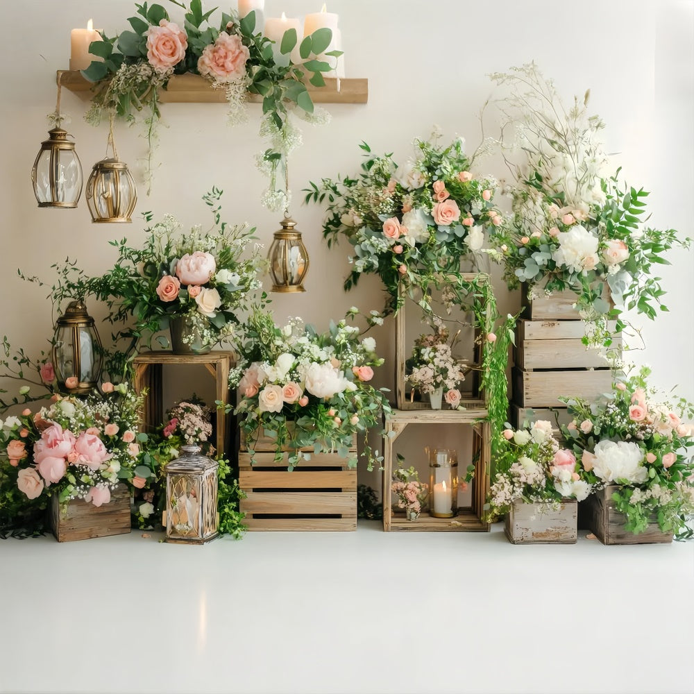 Fond Photo Printemps Lanterne Florale Boho Enchantée LXX2-58