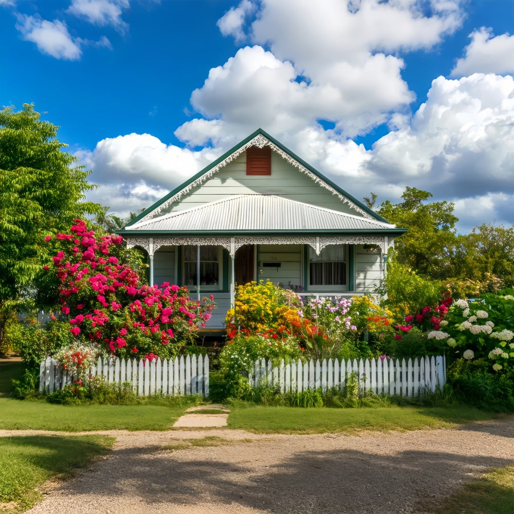 Fond Photo Printemps Cottage de Jardin Fleurs ensoleillées LXX2-65