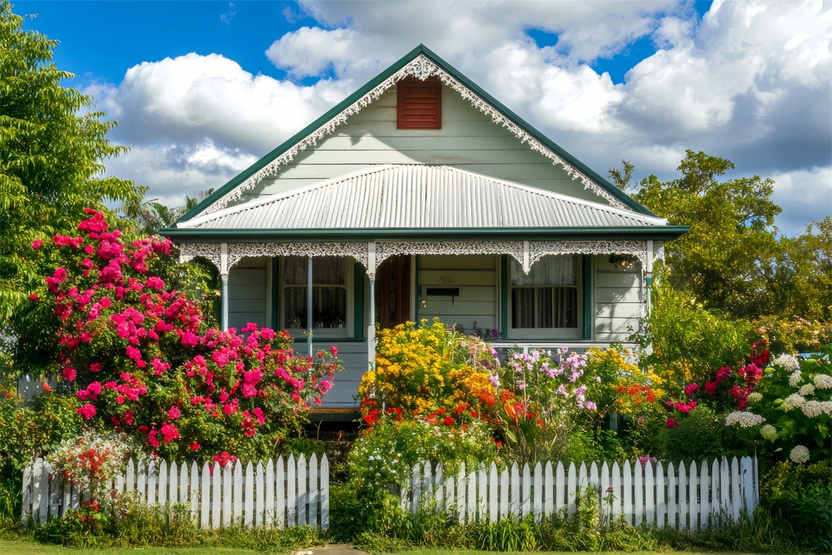 Fond Photo Printemps Cottage de Jardin Fleurs ensoleillées LXX2-65