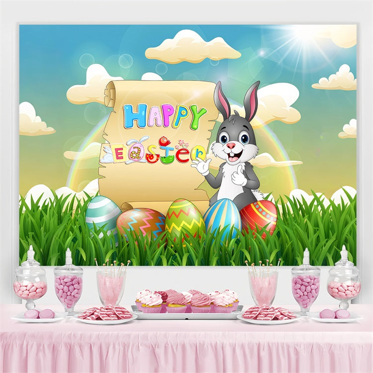 Toile de fond Photo Pâques Parchemin Joyeux Lapin Personnalisée LXX3-100
