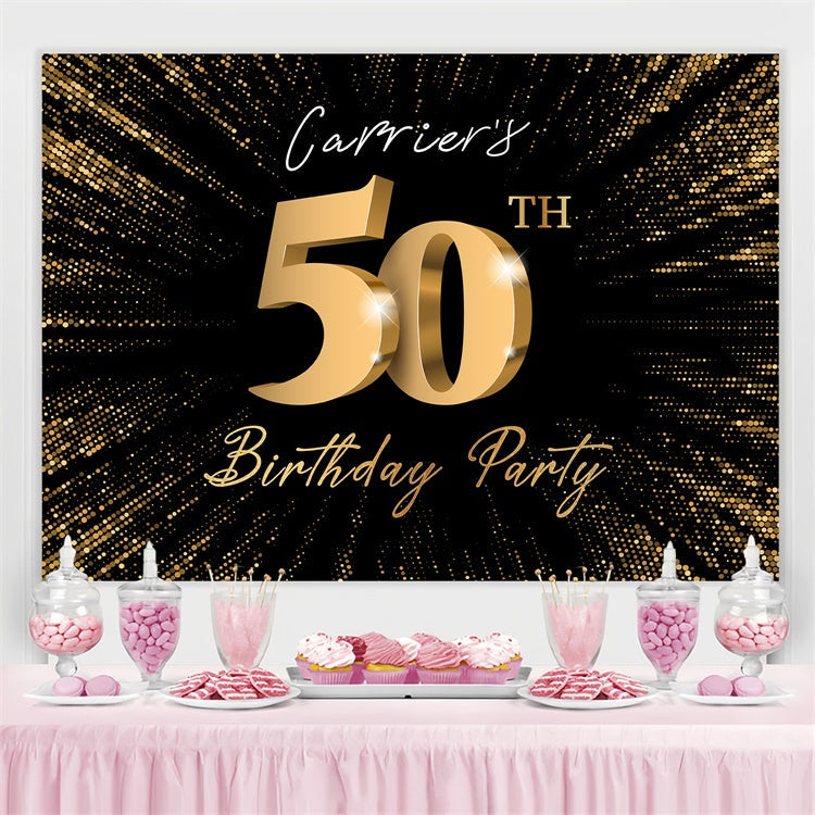 Toile de fond Anniversaire Personnalisé Fête Dorée Étincelante 50ème LXX3-107