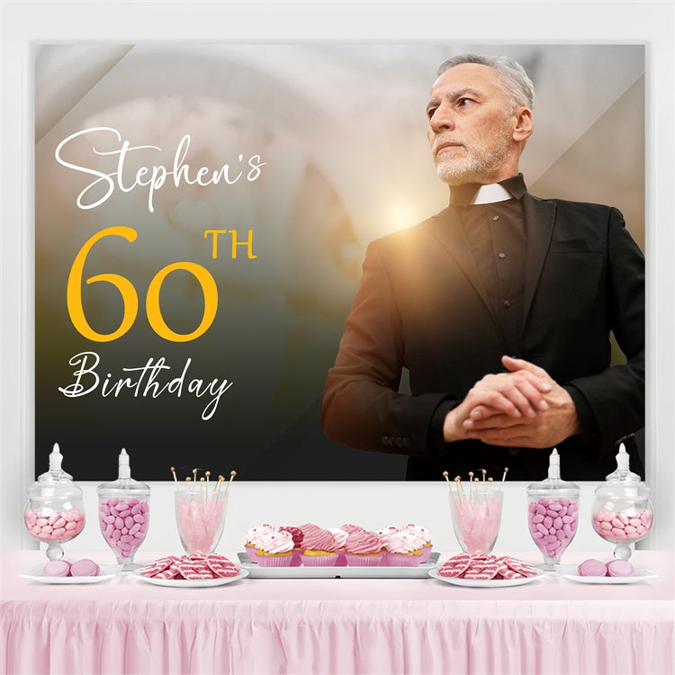 Toile de fond Anniversaire Personnalisé Chic Moderne Élégant 60ème LXX3-109