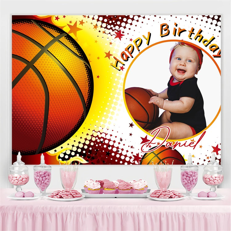 Toile de fond Deco Anniversaire Personnalisé Thème Basket Sportif LXX3-117