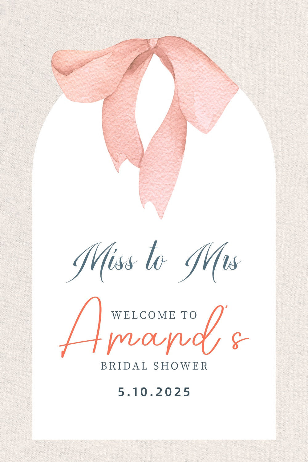 Toile de fond Bridal Shower Personnalisable Nœud Rose Minimaliste LXX3-118