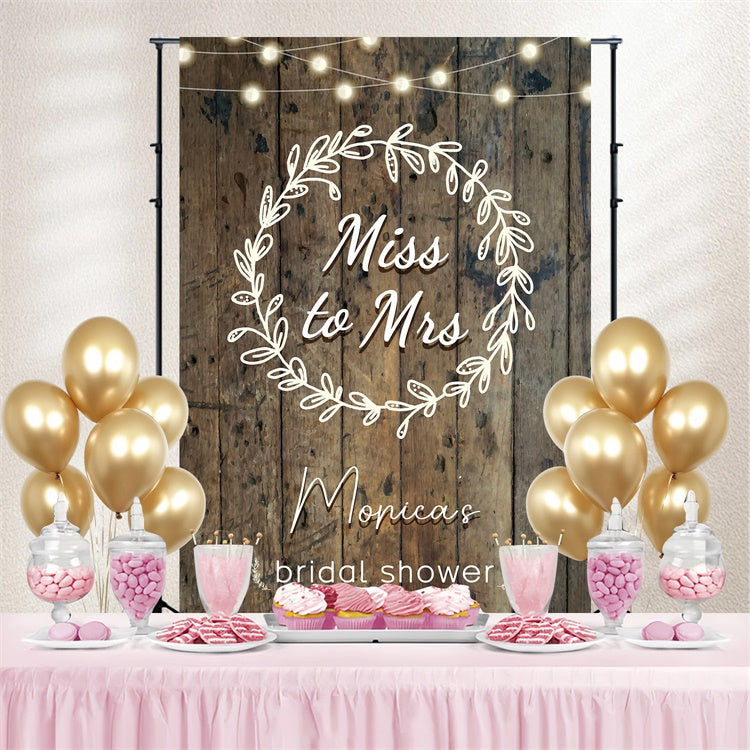 Toile de fond Photo Mariage Personnalisé Guirlandes Lumineuses Rustiques LXX3-120