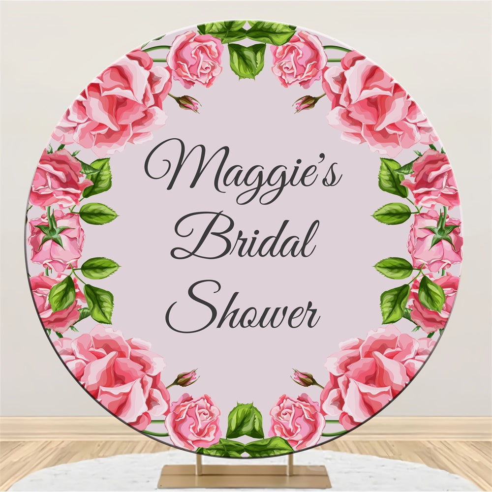 Toile de fond Ronde Personnalisable Couronne Florale Rose pour Bridal Shower LXX3-128