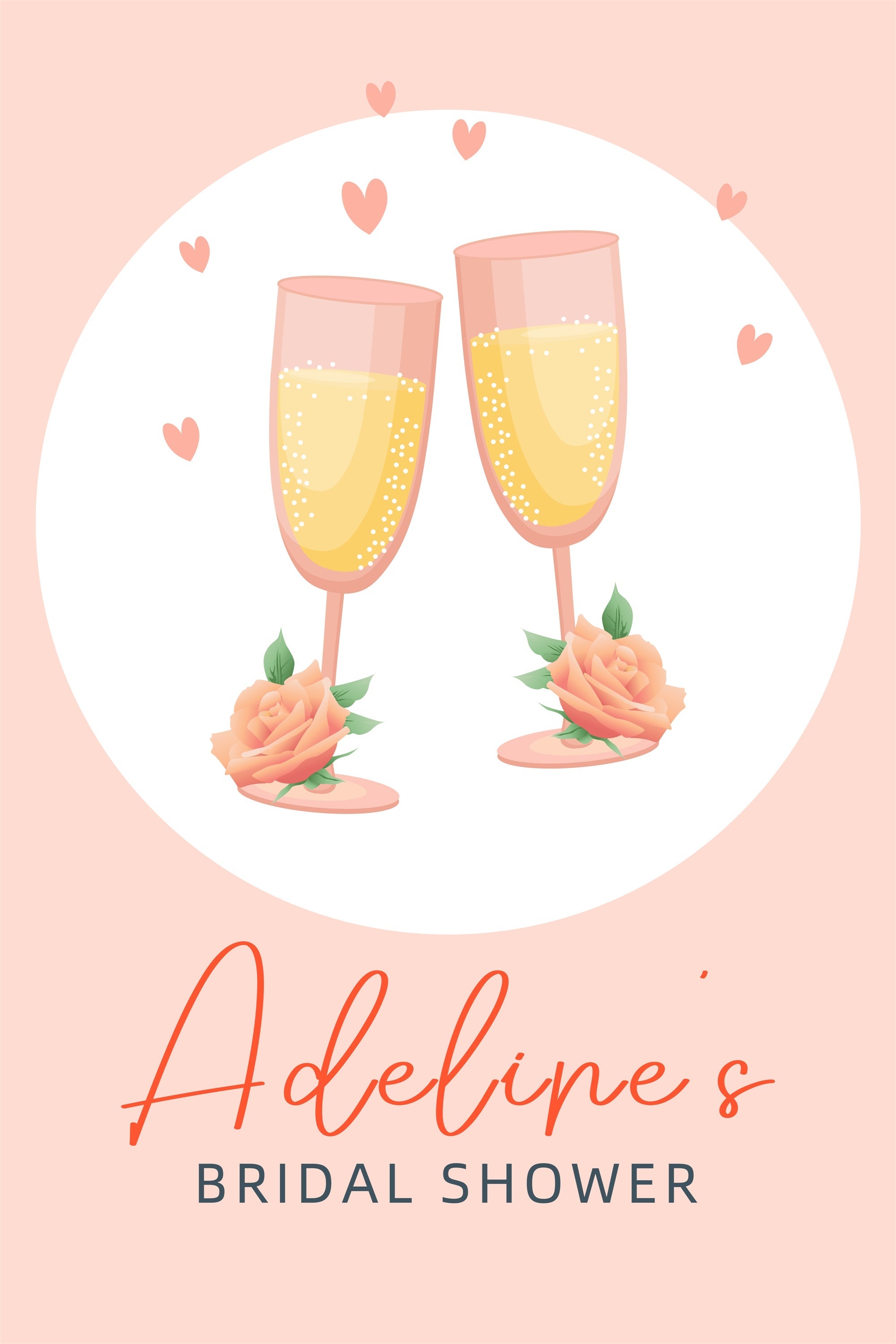 Toile de fond Bridal Shower Personnalisable Champagne Rose Minimaliste LXX3-134
