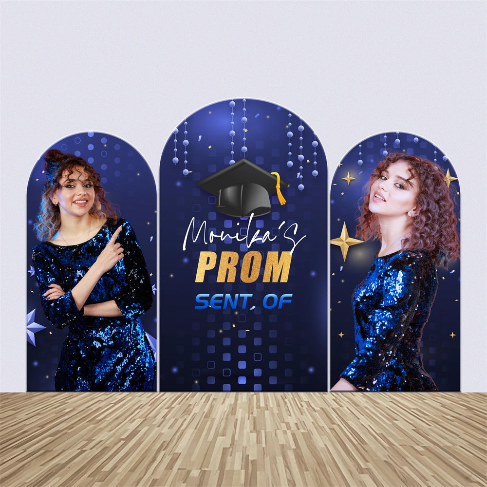 Kit de Toile de fond Arch Personnalisable Bal de Promotion Sequins Bleus Fête de Graduation LXX3-160