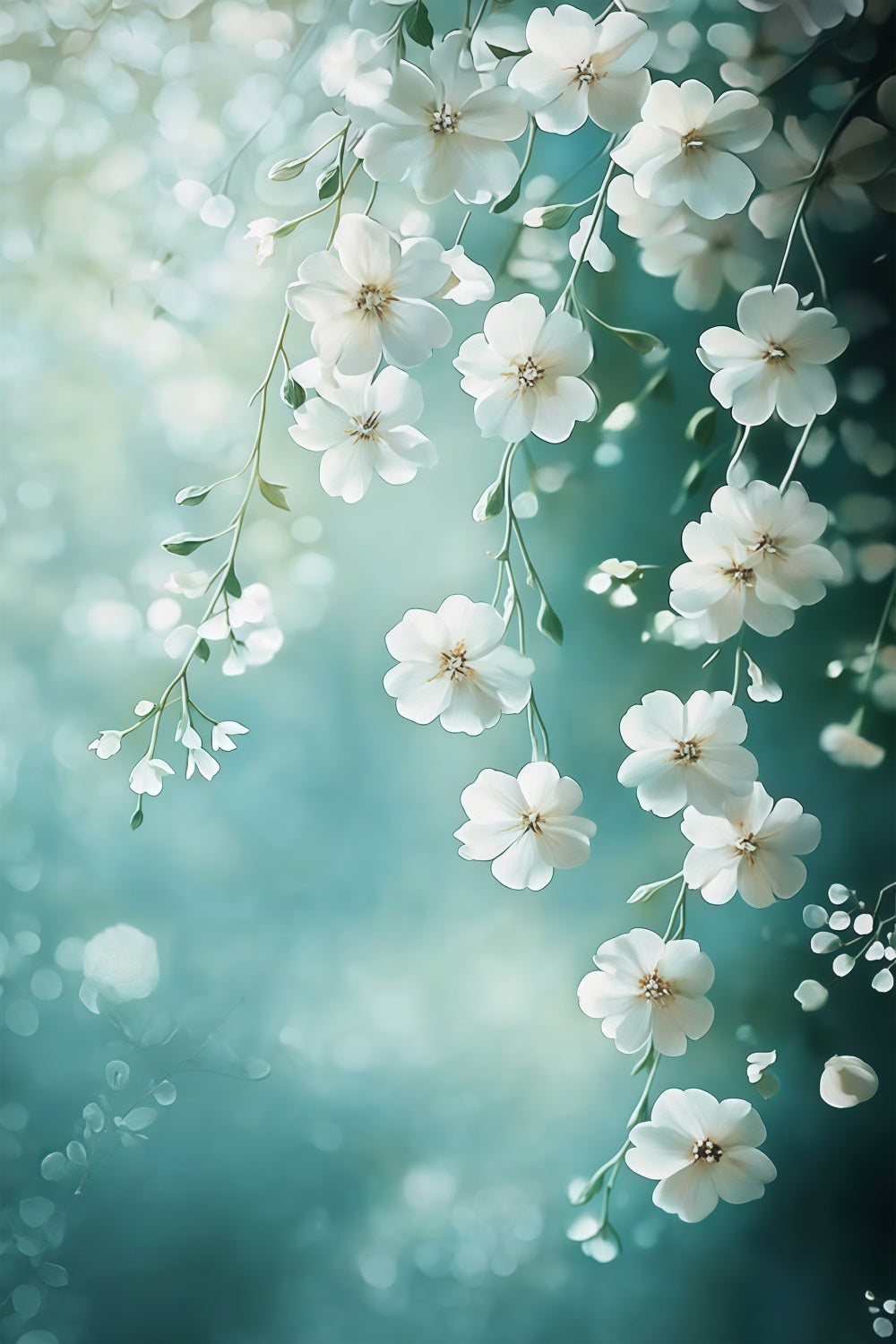 Toile de fond Photo Fête des Mères Fleurs Blanches Suspendues LXX3-37