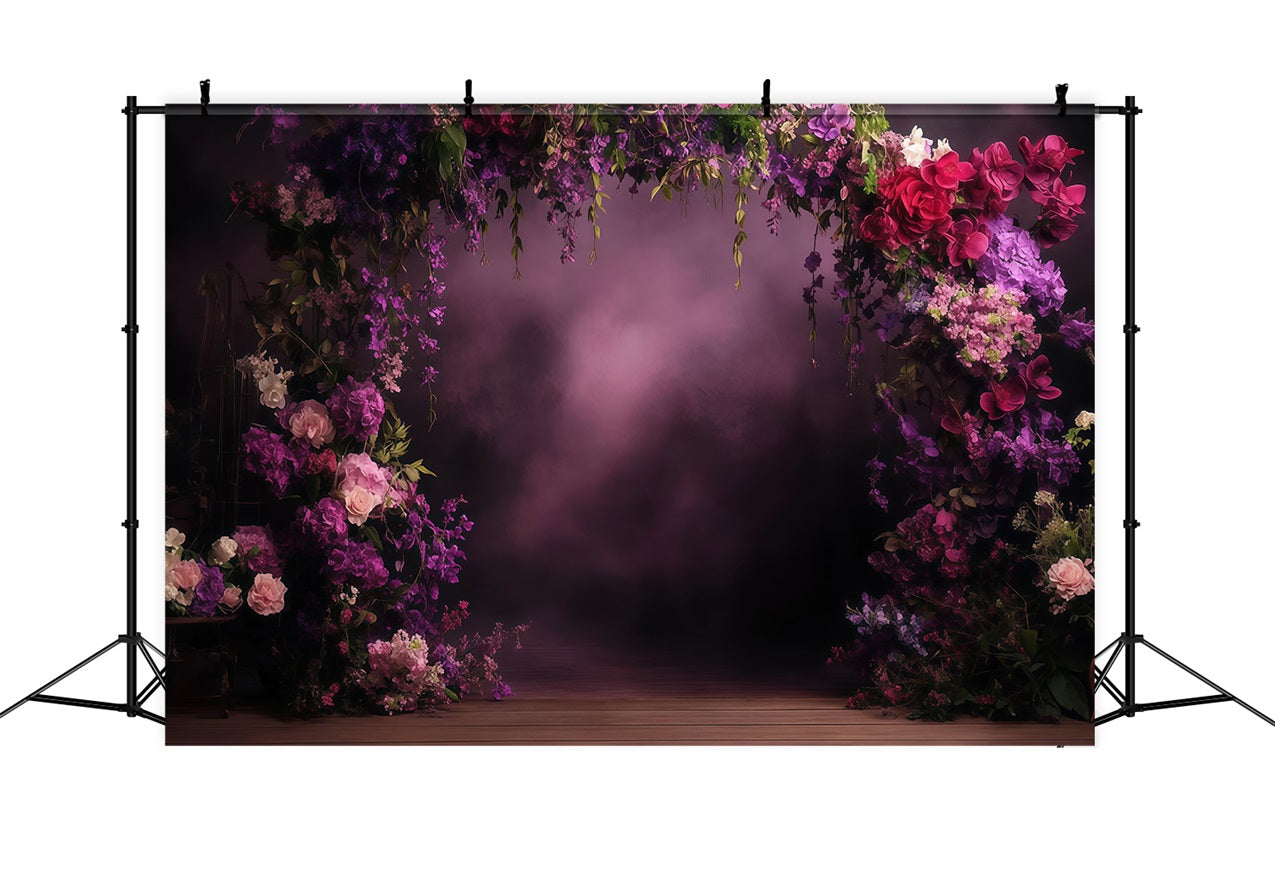 Toile de fond Photo Fête des Mères Arche Florale Violette LXX3-41